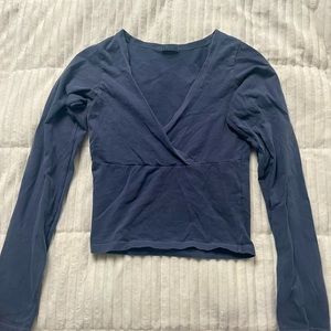 John Galt Blue Amara Surplice Long Sleeve Top